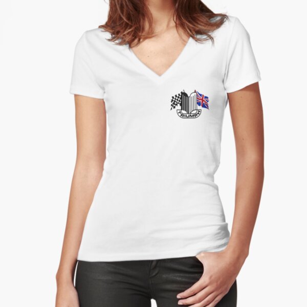 Triumph Shield with Checkered Racing and British Flag Fitted V-Neck T-Shirt