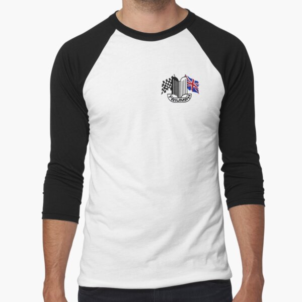 Triumph Shield with Checkered Racing and British Flag Baseball ¾ Sleeve T-Shirt