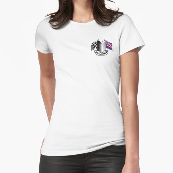 Triumph Shield with Checkered Racing and British Flag Fitted T-Shirt