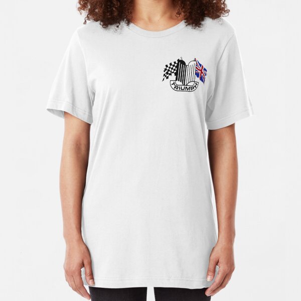 Triumph Shield with Checkered Racing and British Flag Slim Fit T-Shirt
