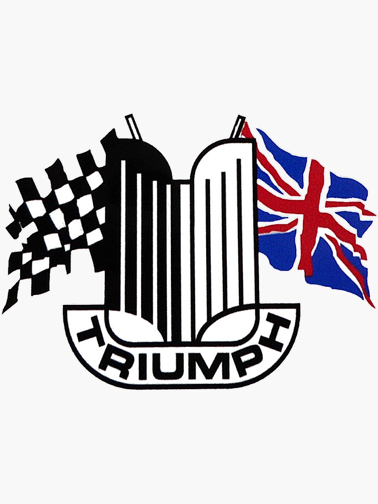 Triumph Shield with Checkered Racing and British Flag by JustBritish