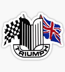Triumph Shield with Checkered Racing and British Flag Sticker