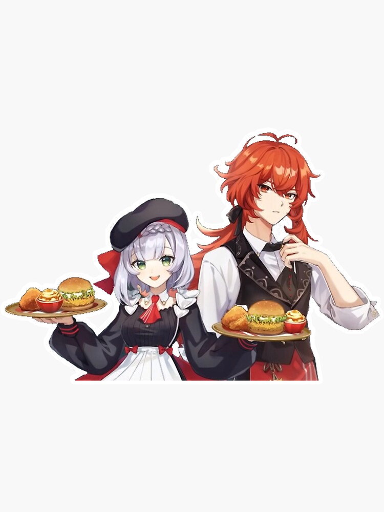 "Diluc and Noelle" Sticker for Sale by vanil1a Redbubble