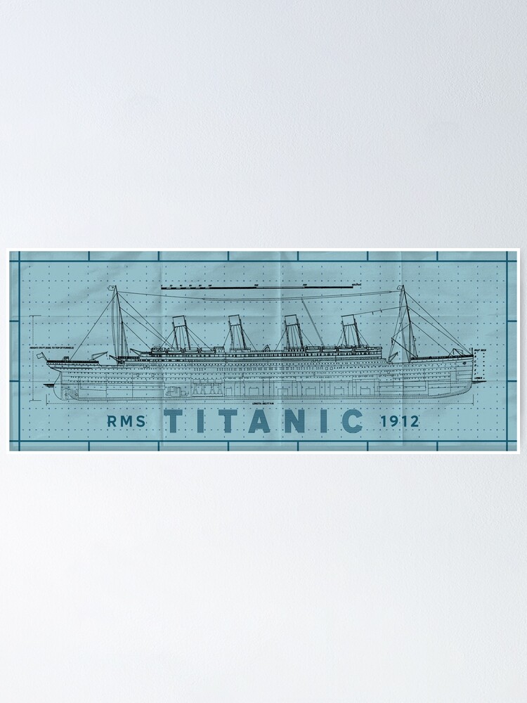 RMS Titanic Ocean Liner Graphics Plan Blueprint style