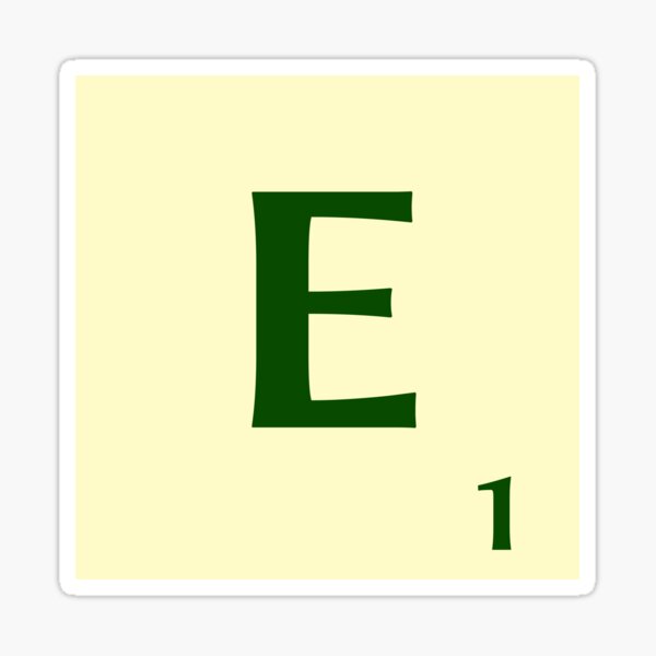 Ficha de Scrabble de la E de 1 punto Pegatina