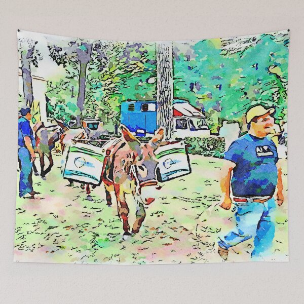 Item preview, Man pulls a donkey for garbage collection in the park designed and sold by Giuseppe Cocco.