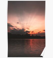Sunset over the lake Poster