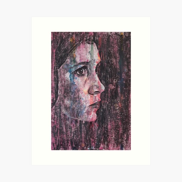 Carrie Fisher - hand-drawn oil and ink portrait Art Print