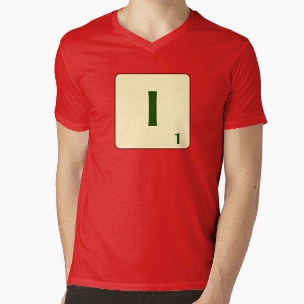 Ficha de Scrabble de la I de 1 punto Camiseta de cuello en V