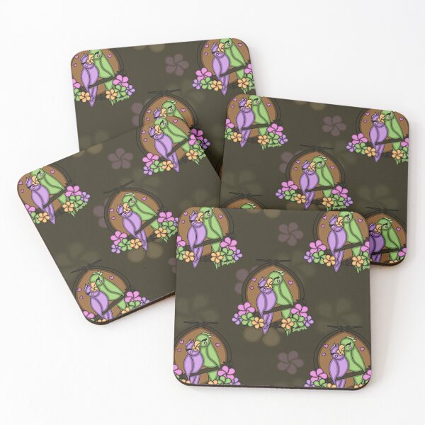 Item preview, Purple and Green Tiki Love Birds Pattern designed and sold by drxgonfly.