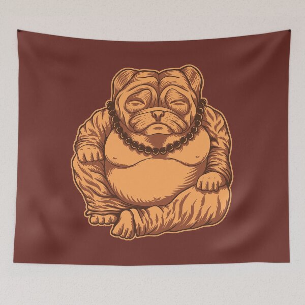 Item preview, Golden Budai Pug // Funny Fat Pug Buddha designed and sold by SLAG-Creative.