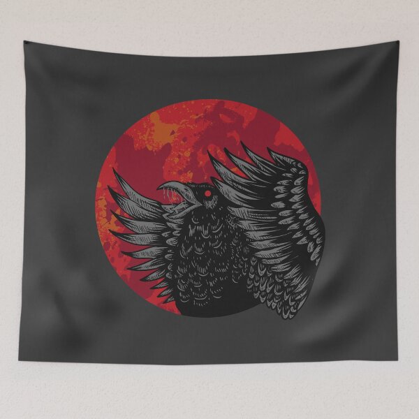 Item preview, Spooky Black Crow with Blood Moon designed and sold by SLAG-Creative.