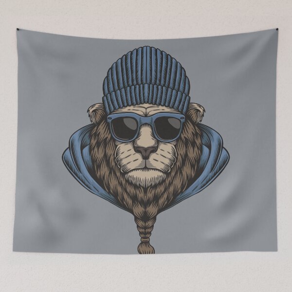 Item preview, Cool Lion Head with Beanie and Braided Beard designed and sold by SLAG-Creative.