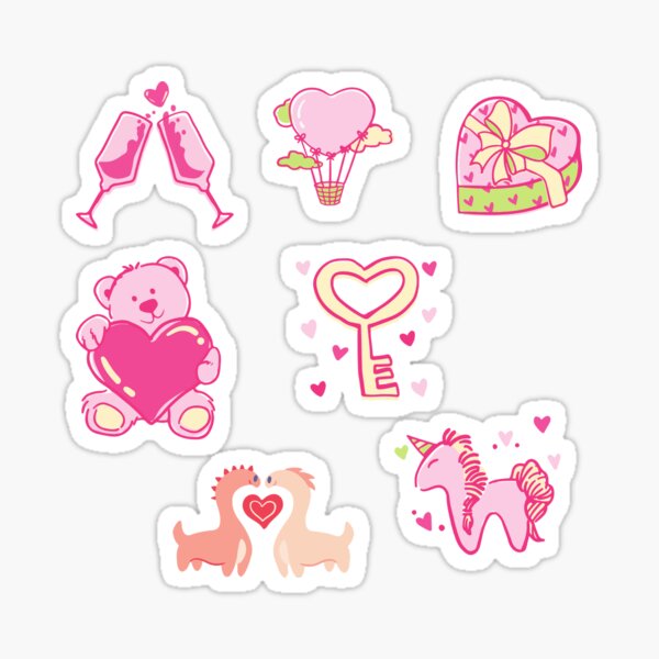 "Cute Pink Love Gift Sticker Pack" Sticker For Sale By VKM-CREATE ...