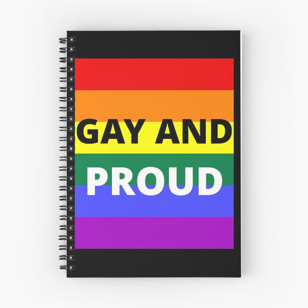 Item preview, GAY AND PROUD on rainbow background designed and sold by uniqueitems.