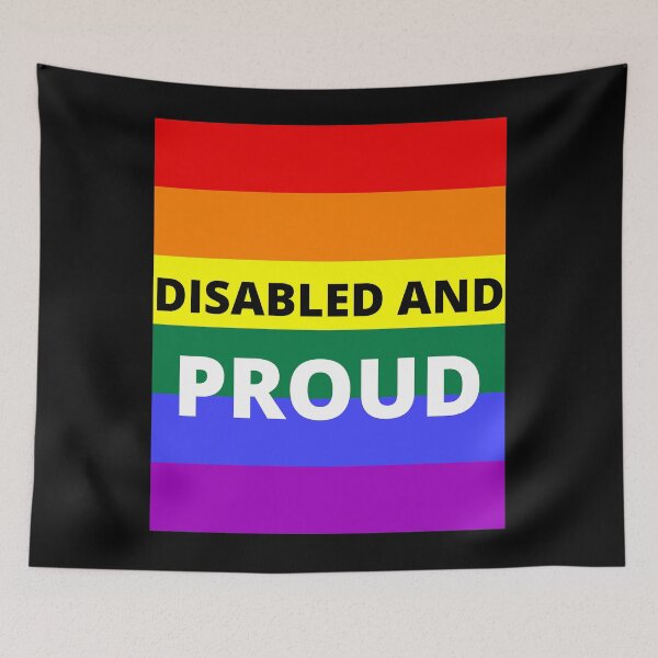 Item preview, DISABLED  AND PROUD on rainbow background designed and sold by uniqueitems.