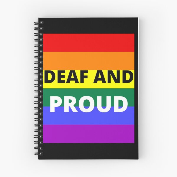 Item preview, DEAF AND PROUD on rainbow background designed and sold by uniqueitems.
