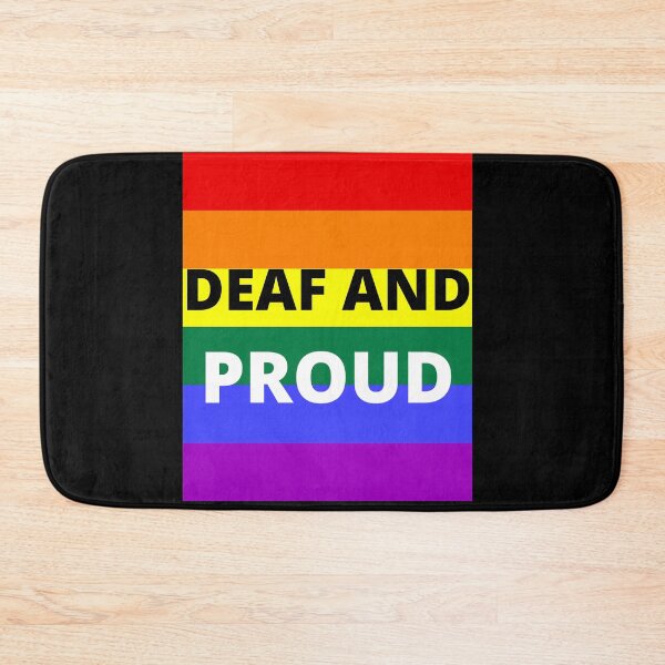 Item preview, DEAF AND PROUD on rainbow background designed and sold by uniqueitems.