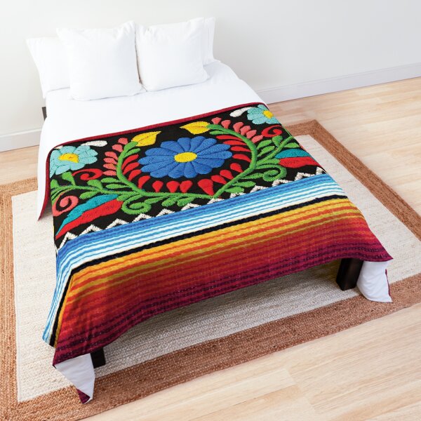 Flowers and Hot Pink Serape Comforter