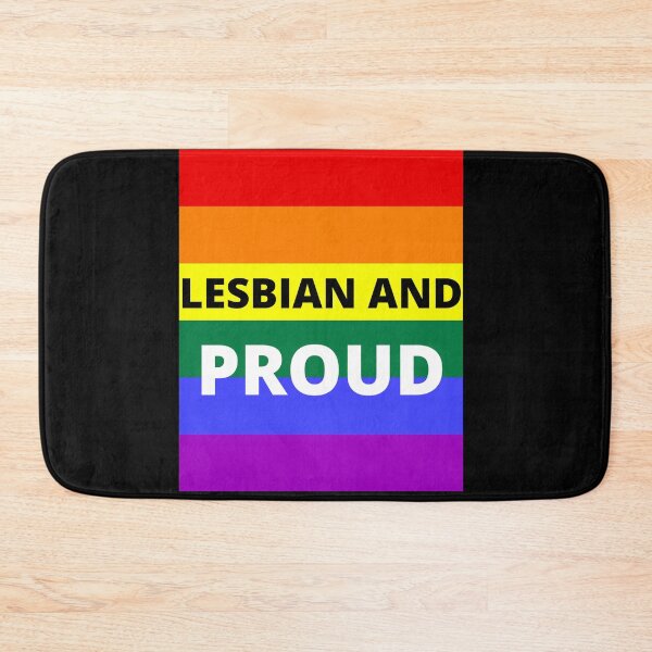 Item preview, LESBIAN AND PROUD on rainbow background designed and sold by uniqueitems.