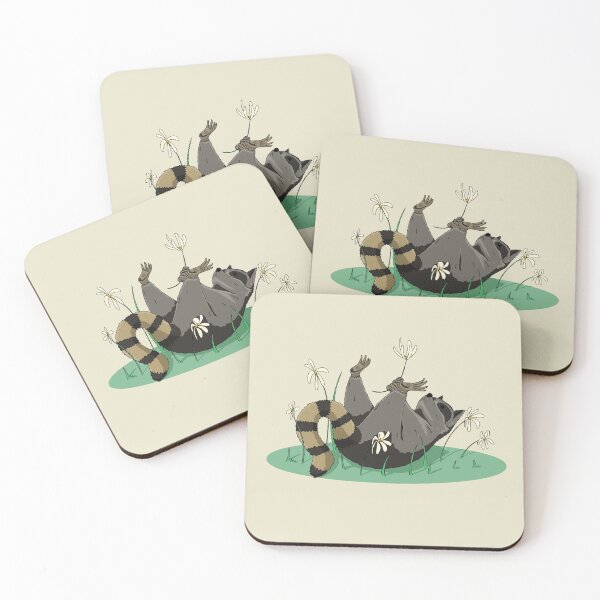 Item preview, Happy Raccoon Playing With Flowers designed and sold by jaypaints.