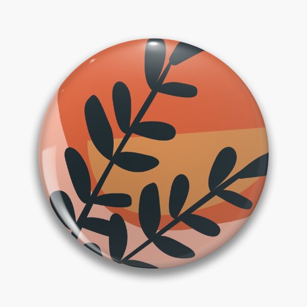 Item preview, Aesthetic Pink Pattern With Black Leaves And Orange Circle Version 2 designed and sold by hewn505.