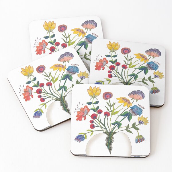 Item preview, Pod vase wildflowers watercolor ink designed and sold by Bonnie Mincu.