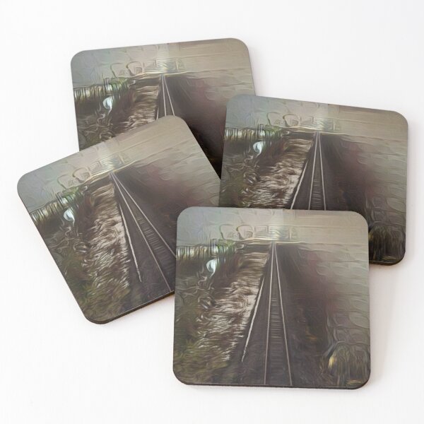Item preview, train track oil painting designed and sold by FACELESS MONKEY.