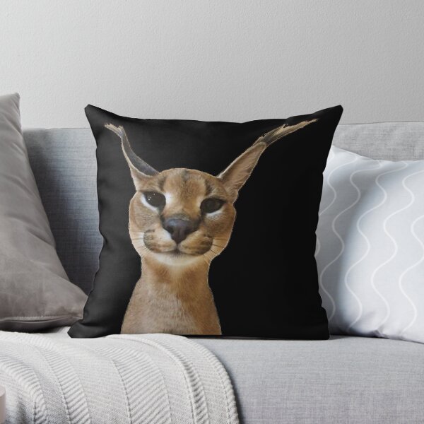  Floppa Memes Big Low Poly Cat Throw Pillow, 16x16