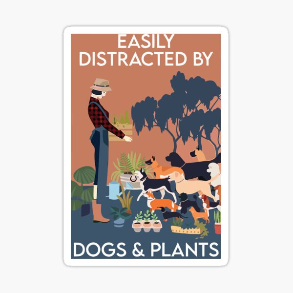Artikel-Vorschau von Leicht abgelenkt von Hunden und Pflanzen Lustiger Retro, designt und verkauft von allysondesign.