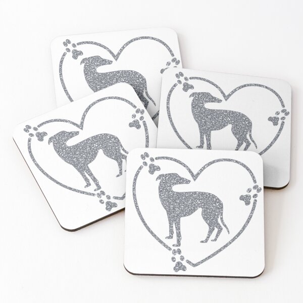 Item preview, Greyhound Heart Paw Prints Silver Glitter-look designed and sold by GreytGraphicals.