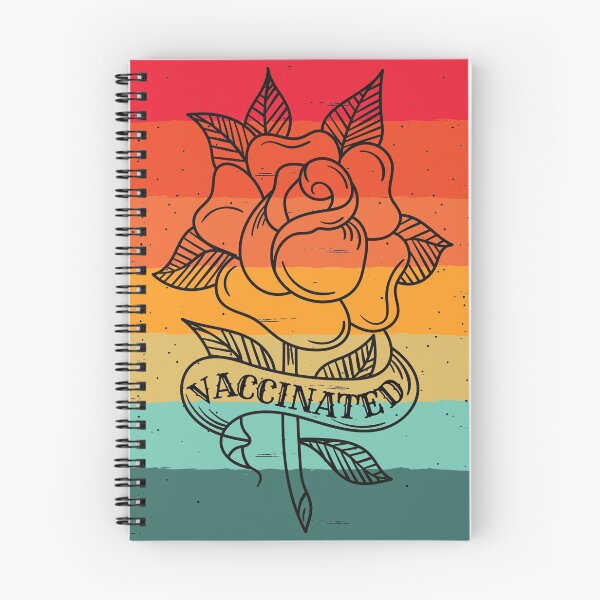 Item preview, Vaccinated - in a tattoo-style design with rose and a sunset color background designed and sold by Rhu Creations.