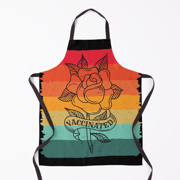Item preview, Vaccinated - in a tattoo-style design with rose and a sunset color background designed and sold by Rhu Creations.
