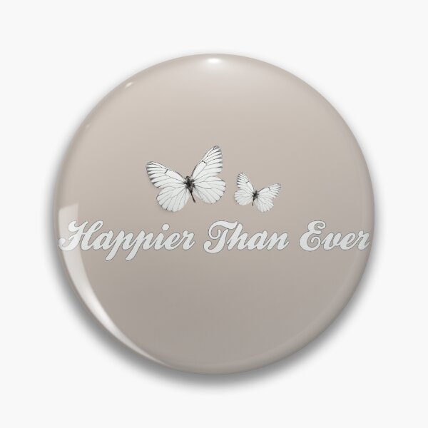 Item preview, happier than ever beige cursive billie butterflies white designed and sold by thewayitshine.
