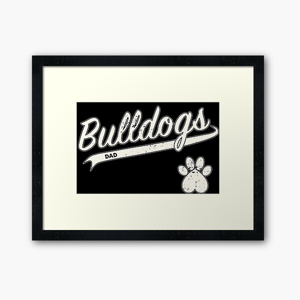 Item preview, Team Bulldogs Dad - Retro Baseball Jersey - Paw accent - Vintage White lettering designed and sold by 8PawsStudio.