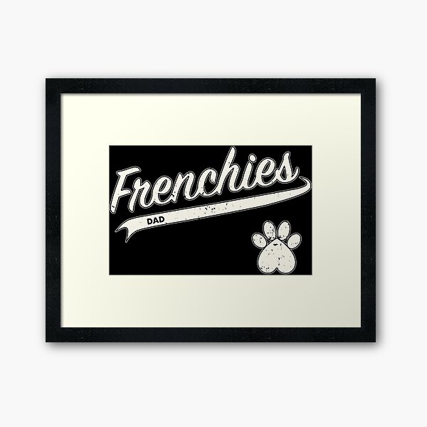 Item preview, Team Frenchies Dad - Retro Baseball Jersey - Paw accent - Vintage White lettering designed and sold by 8PawsStudio.