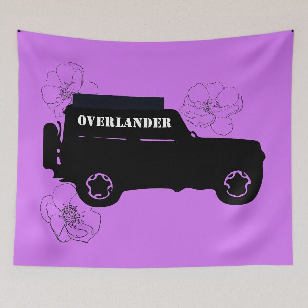 Item preview, OVERLANDER+  Silhouette of a 4x4 with Rooftop Tent w/Flowers designed and sold by MountMercantile.
