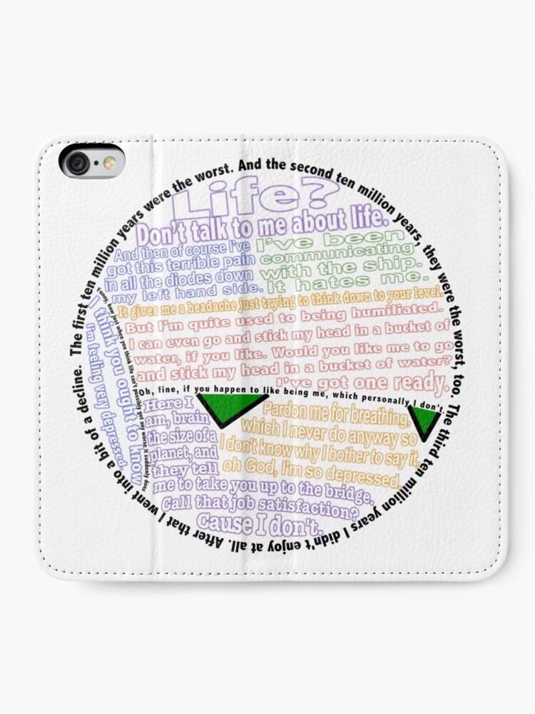 "Hitchhiker's Guide Marvin Quotes" iPhone Wallet for Sale by zenjamin