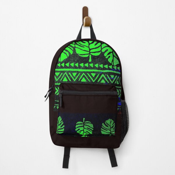 Item preview, Green Glowing Aztec Leaves Contrast Bright Colourful designed and sold by ClosLineDesigns.