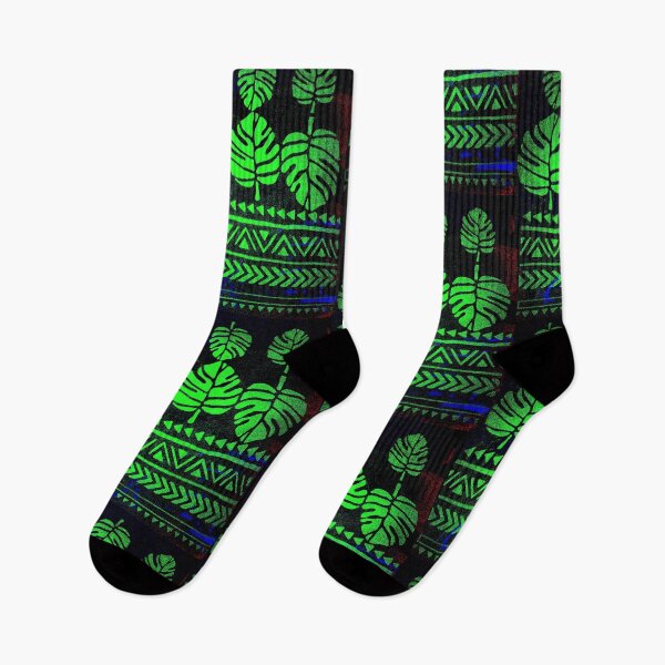 Item preview, Green Glowing Aztec Leaves Contrast Bright Colourful designed and sold by ClosLineDesigns.