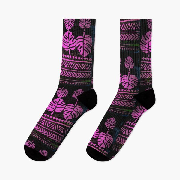 Item preview, Pink Glowing Aztec Leaves Contrast Bright Colourful designed and sold by ClosLineDesigns.