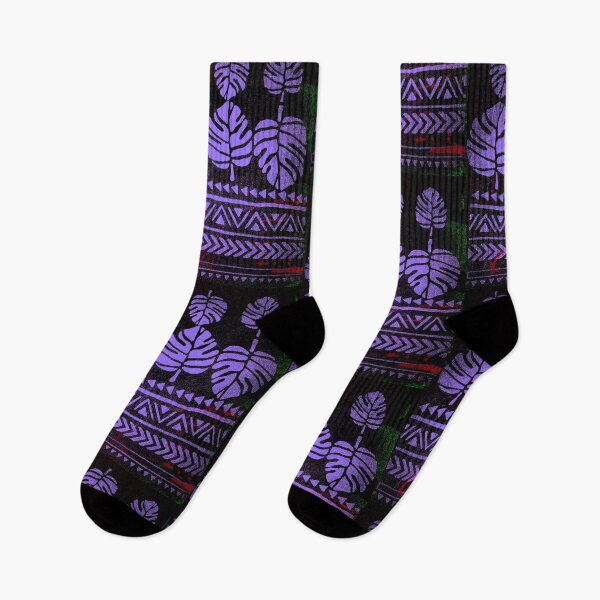 Item preview, Purple Glowing Aztec Leaves Contrast Bright Colourful designed and sold by ClosLineDesigns.
