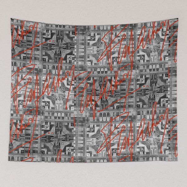 Item preview, Copy of City cities town buildings vintage old with fashionable text art décor geometric shape  wall art expressionalism minimalist  minimalism art designed and sold by SILVERAPPLE.
