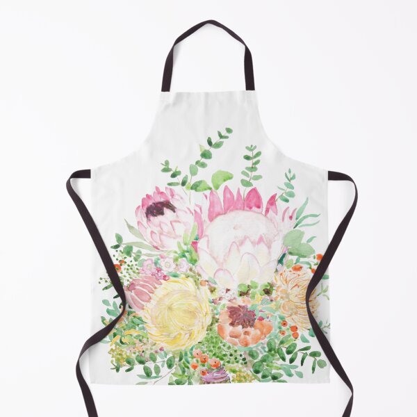 Item preview, hand painted pink and yellow protea bouquet designed and sold by ColorandColor.