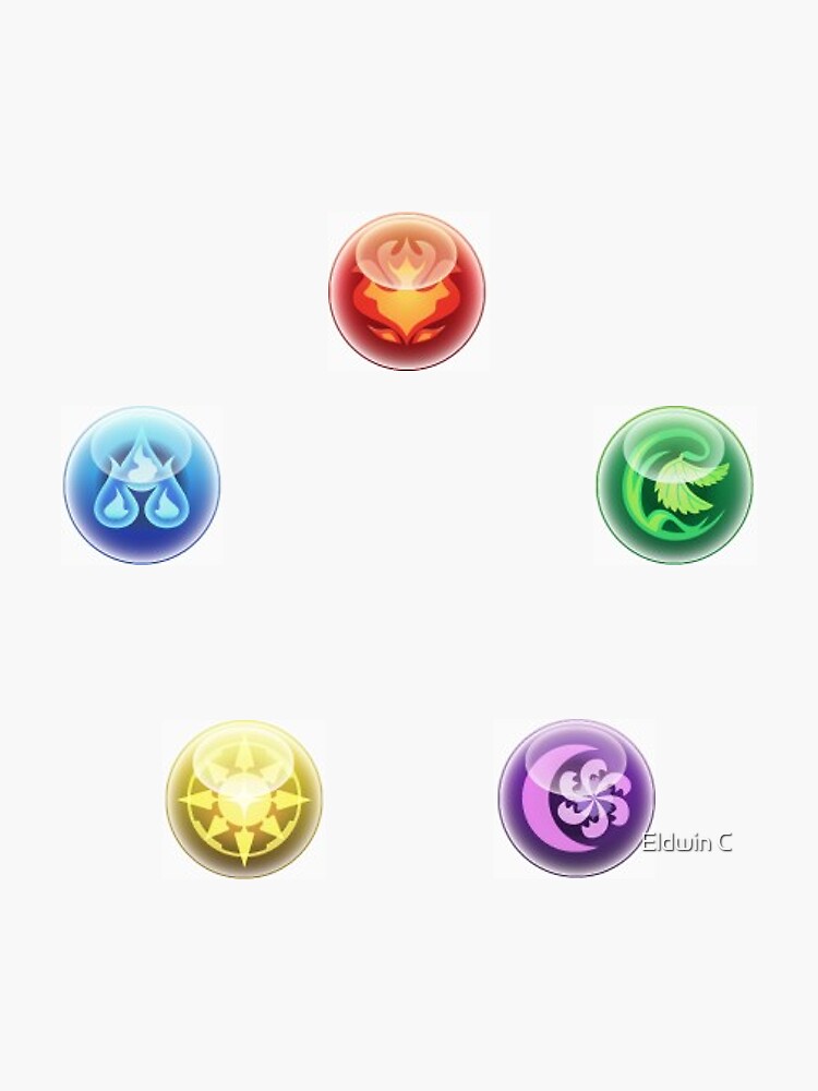 "Puzzle & Dragons Orb Matrix" Sticker by eldwinc Redbubble