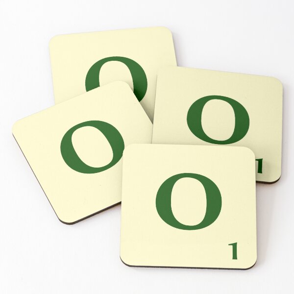 Ficha de Scrabble de la O de 1 punto Posavasos (lote de 4)