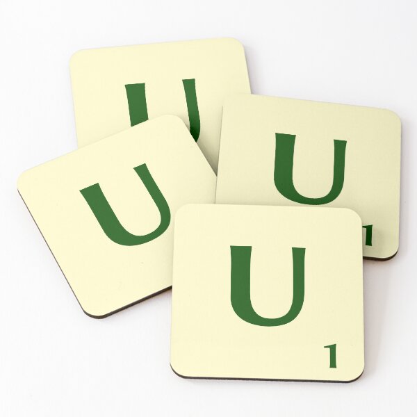 Ficha de Scrabble de la U de 1 punto Posavasos (lote de 4)