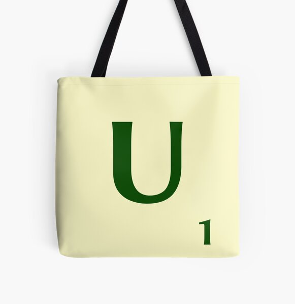 Ficha de Scrabble de la U de 1 punto Bolsa estampada de tela
