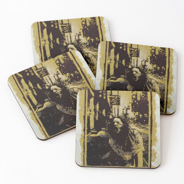 Item preview, Ocher woodcut of girl screaming in the street, street madness, melancholy, rage, feelings on the surface, exorbitant ego designed and sold by Mariuki Flow.
