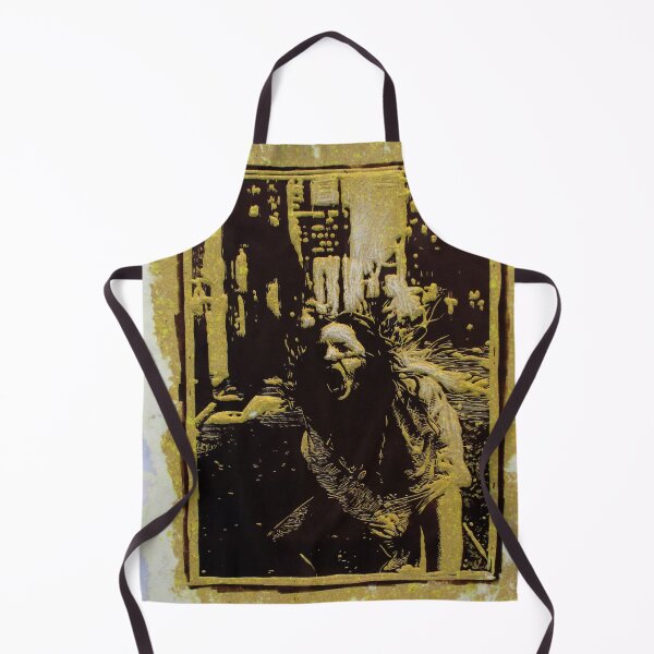 Item preview, Ocher woodcut of girl screaming in the street, street madness, melancholy, rage, feelings on the surface, exorbitant ego designed and sold by Mariuki Flow.
